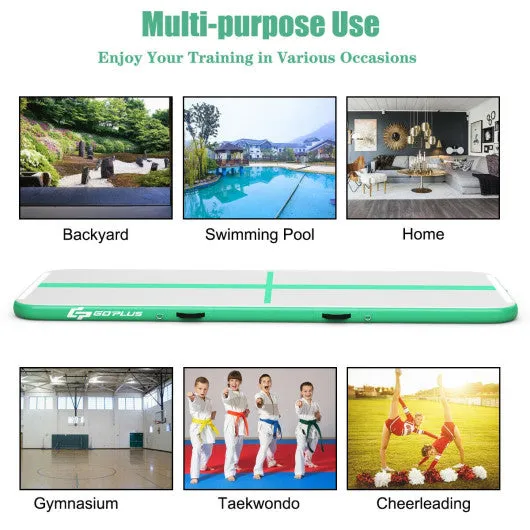 10 Feet Inflatable Gymnastics Tumbling Mat with Pump-Green