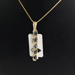 14K Yellow Gold Luxury Pendant With Sapphire / 2gr