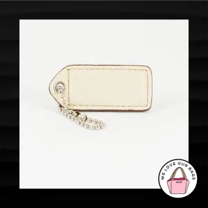 2.5" Large COACH IVORY WHITE LEATHER KEY FOB BAG CHARM KEYCHAIN HANG TAG