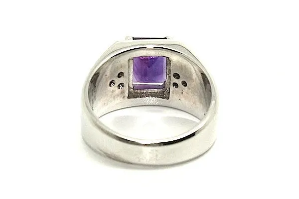 Amethyst And Diamond Emerald-cut Ring