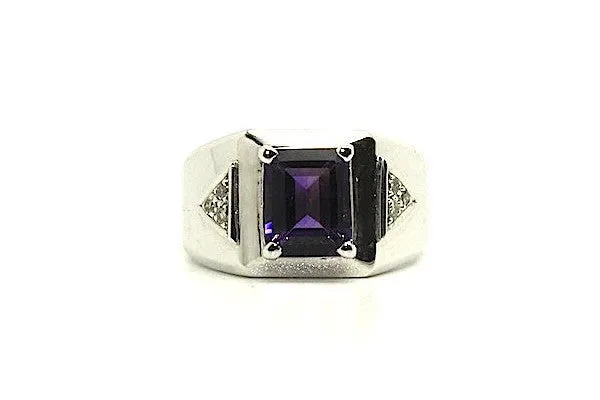 Amethyst And Diamond Emerald-cut Ring