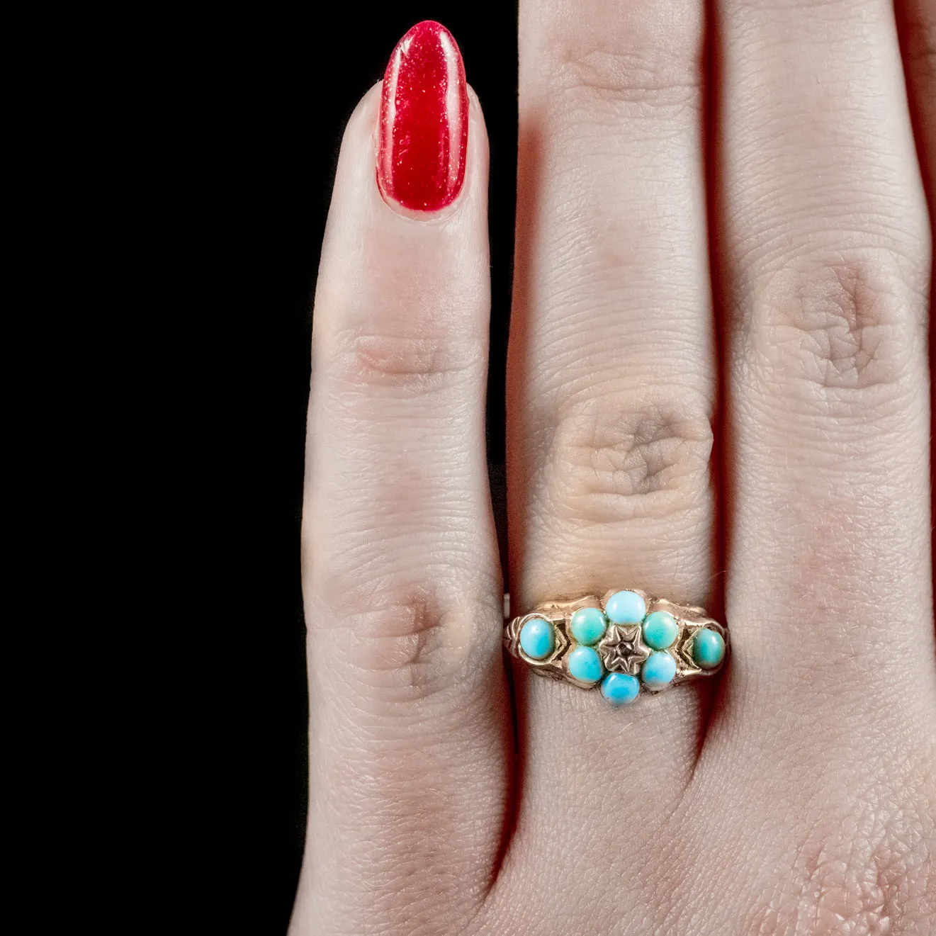 Antique Georgian Turquoise Diamond Ring Dated Birmingham 1819