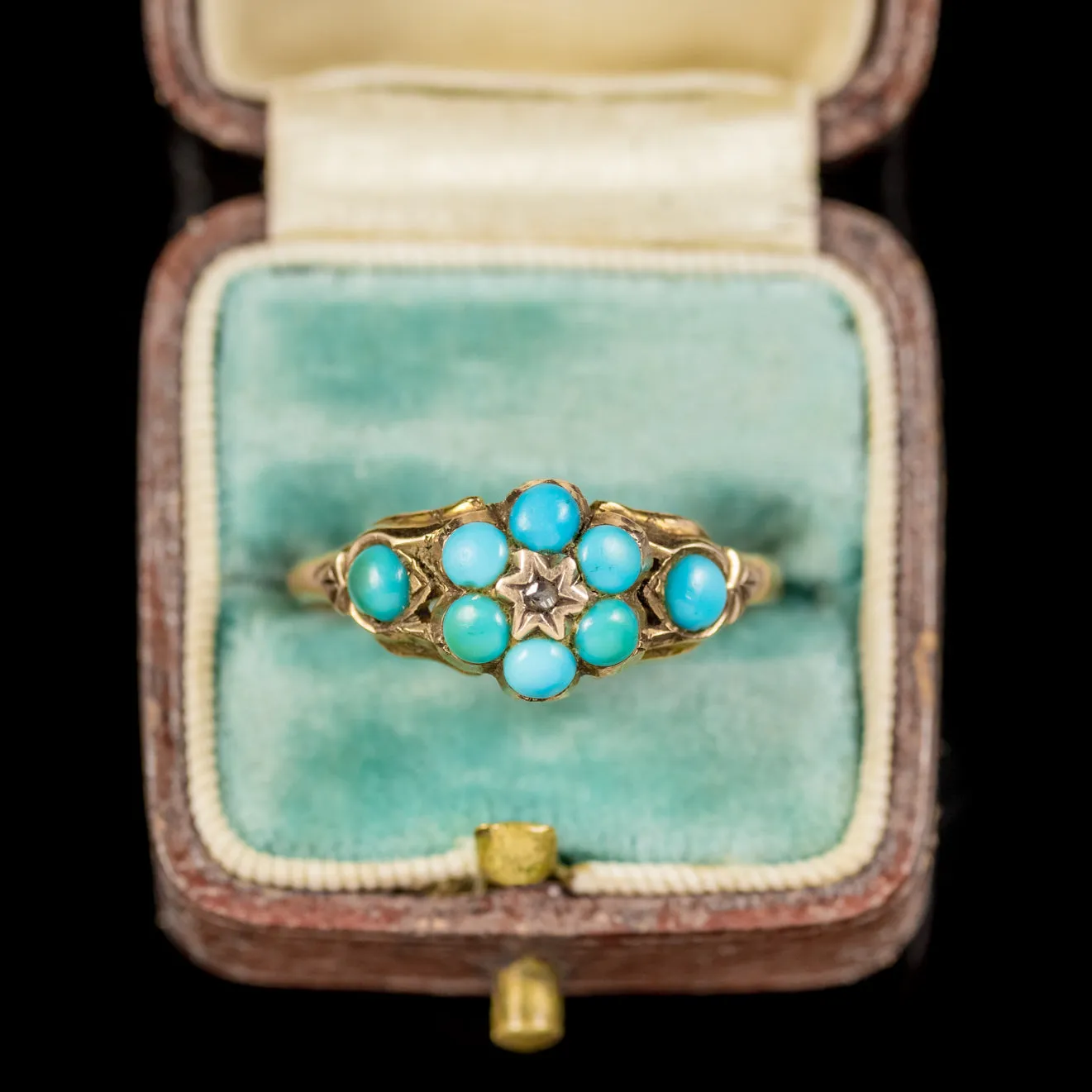 Antique Georgian Turquoise Diamond Ring Dated Birmingham 1819