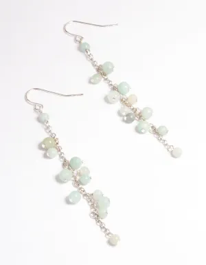 Antique Silver Amazonite Chain Drop Earrings