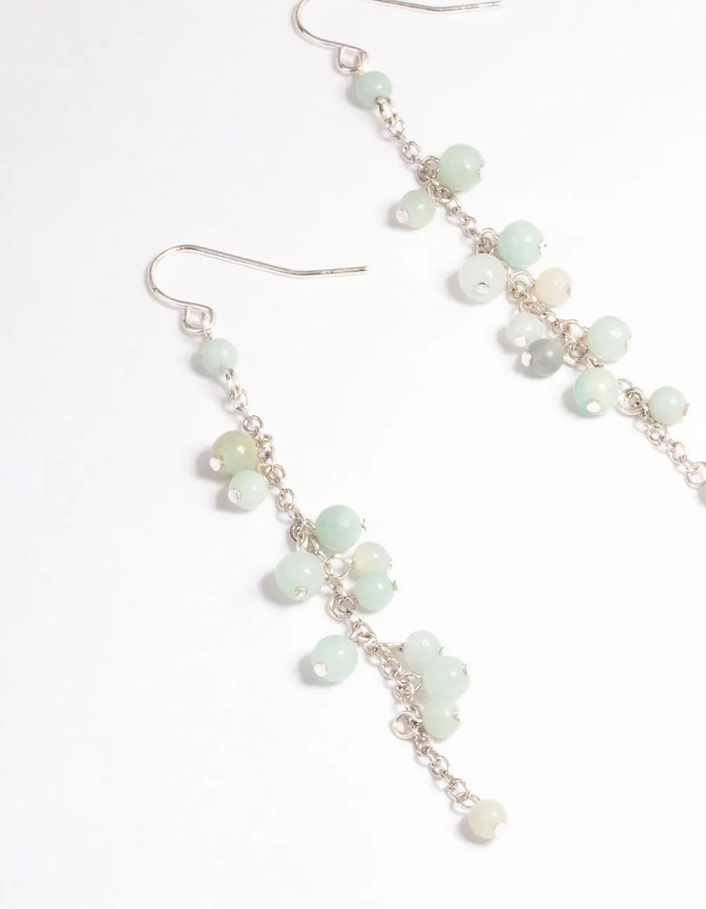 Antique Silver Amazonite Chain Drop Earrings