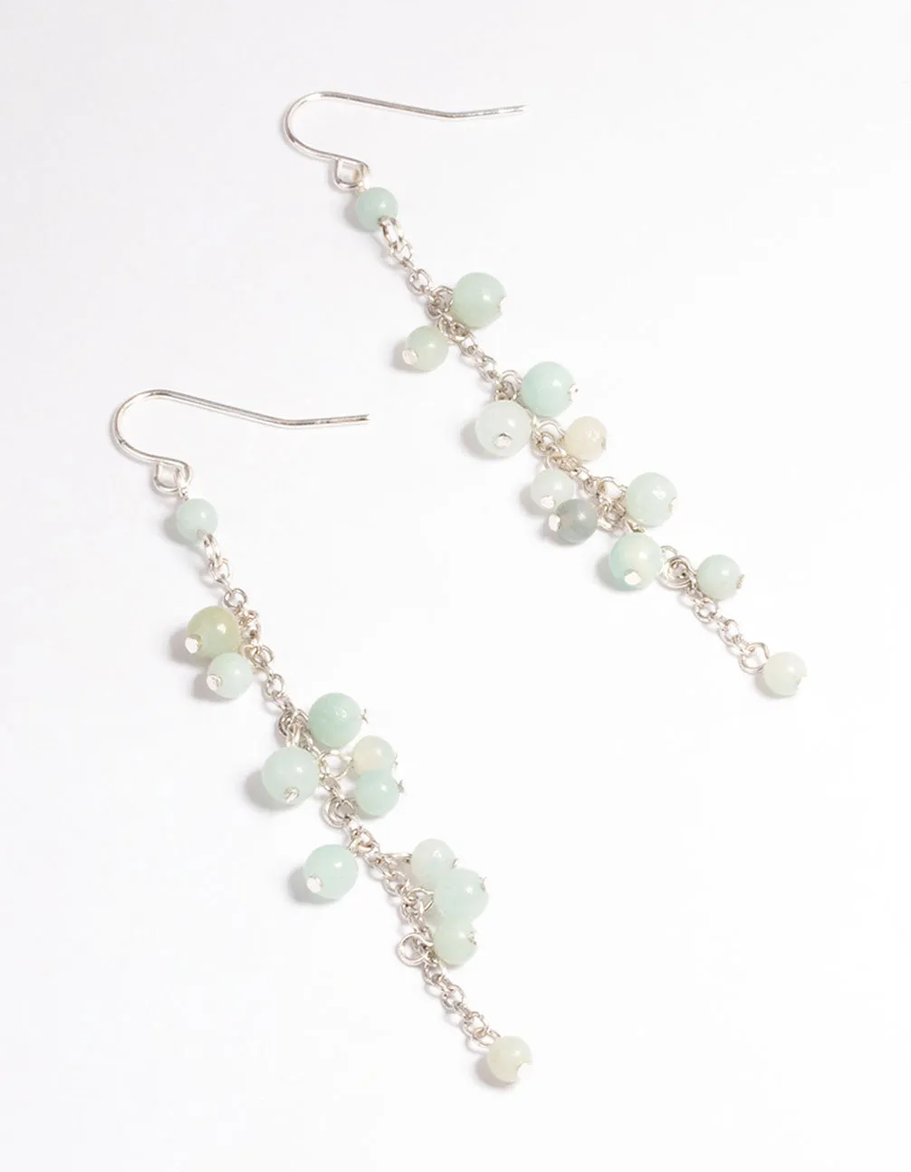 Antique Silver Amazonite Chain Drop Earrings