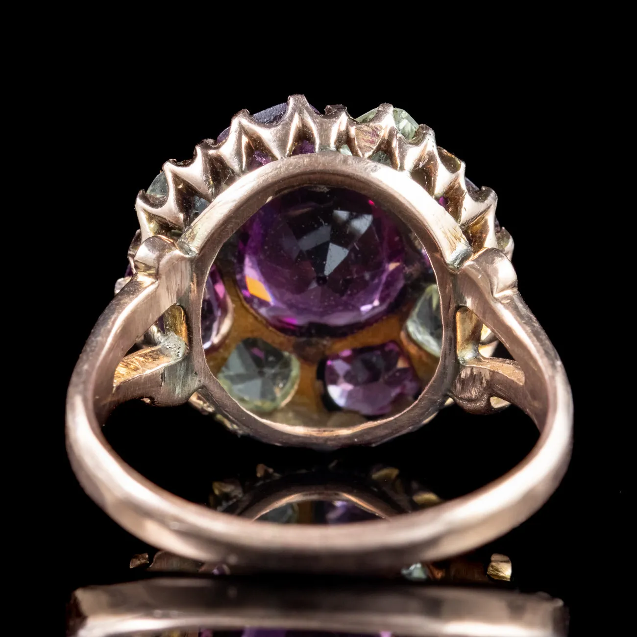 Antique Victorian Almandine Garnet Topaz Cluster Ring