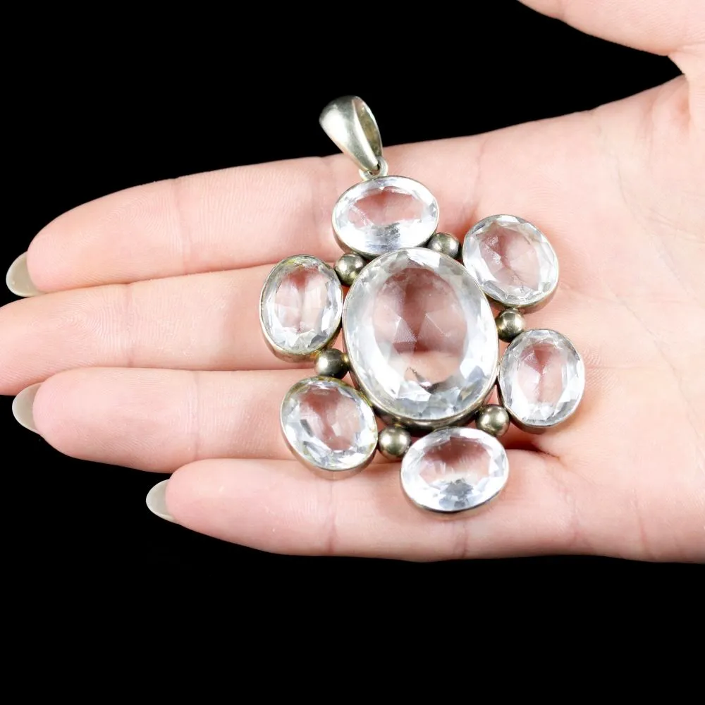 Antique Victorian Large Aquamarine Pendant Circa 1860