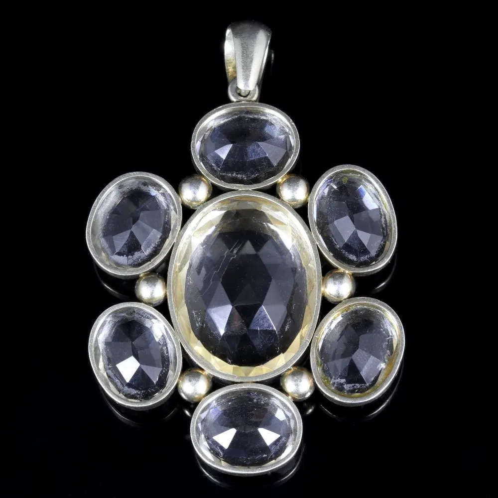 Antique Victorian Large Aquamarine Pendant Circa 1860