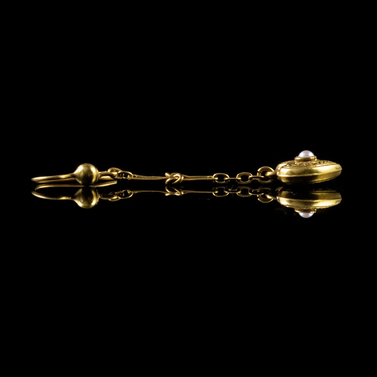 Antique Victorian Pearl Heart Drop Earrings 15Ct Gold Circa 1900