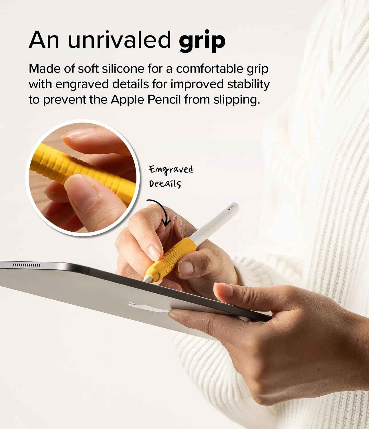 Apple Pencil Case for Apple Pencil Pro/USB C / 2nd / 1st Generation Cover  Silicone Drafting Grip Holder  - Yellow