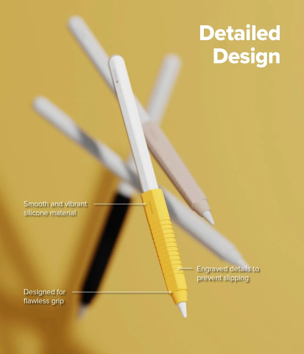 Apple Pencil Case for Apple Pencil Pro/USB C / 2nd / 1st Generation Cover  Silicone Drafting Grip Holder  - Yellow