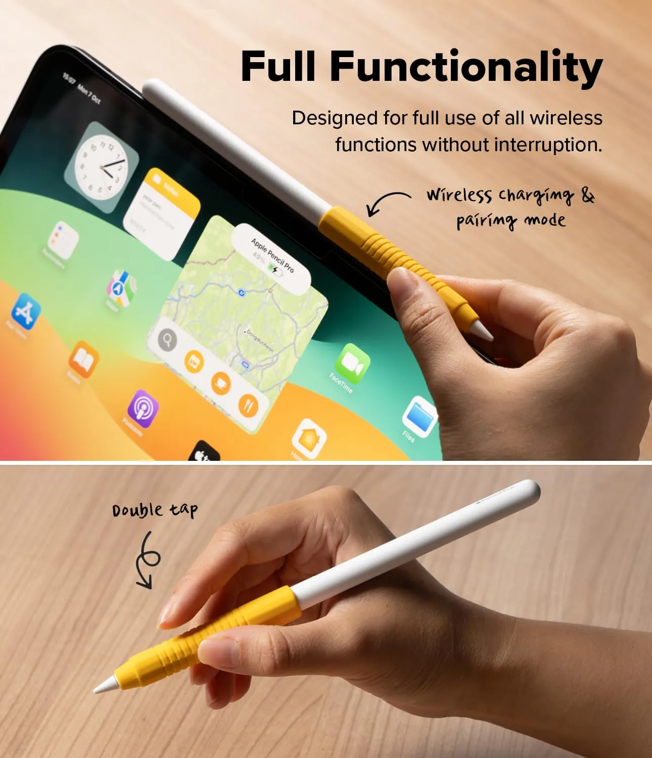 Apple Pencil Case for Apple Pencil Pro/USB C / 2nd / 1st Generation Cover  Silicone Drafting Grip Holder  - Yellow
