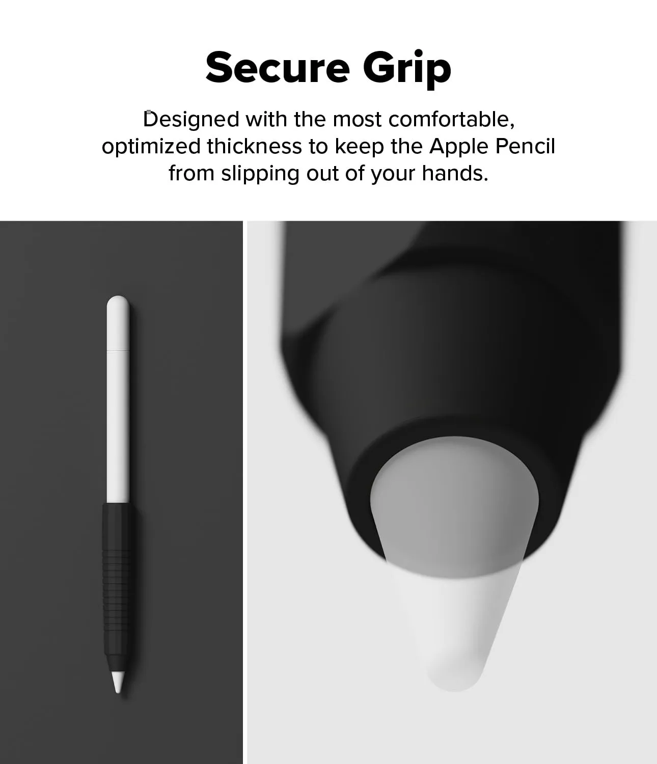 Apple Pencil Pro/USB C / 2nd / 1st Generation Cover , Silicone Drafting Grip Holder  - Black