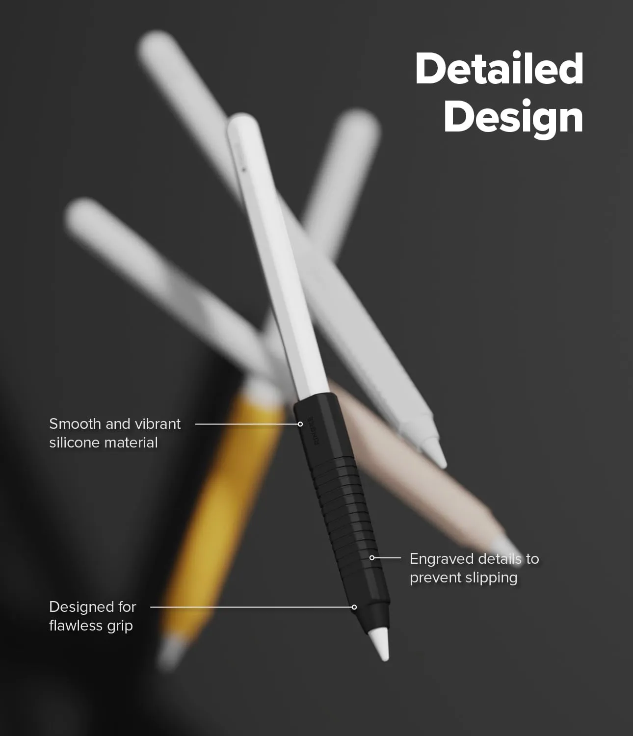 Apple Pencil Pro/USB C / 2nd / 1st Generation Cover , Silicone Drafting Grip Holder  - Black