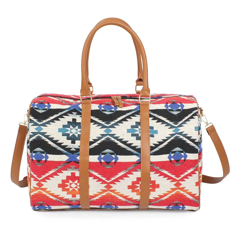 Aztec Patterned Duffle / Tote / Crossbody Bag