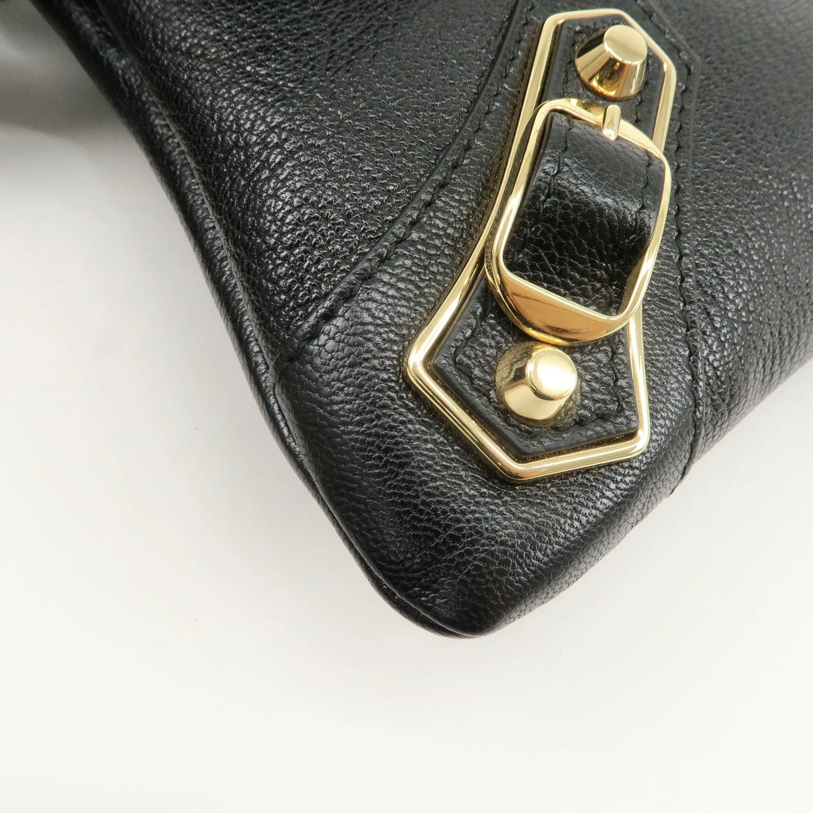 BALENCIAGA Leather Classic Envelope Clutch Bag Black 390167 Used
