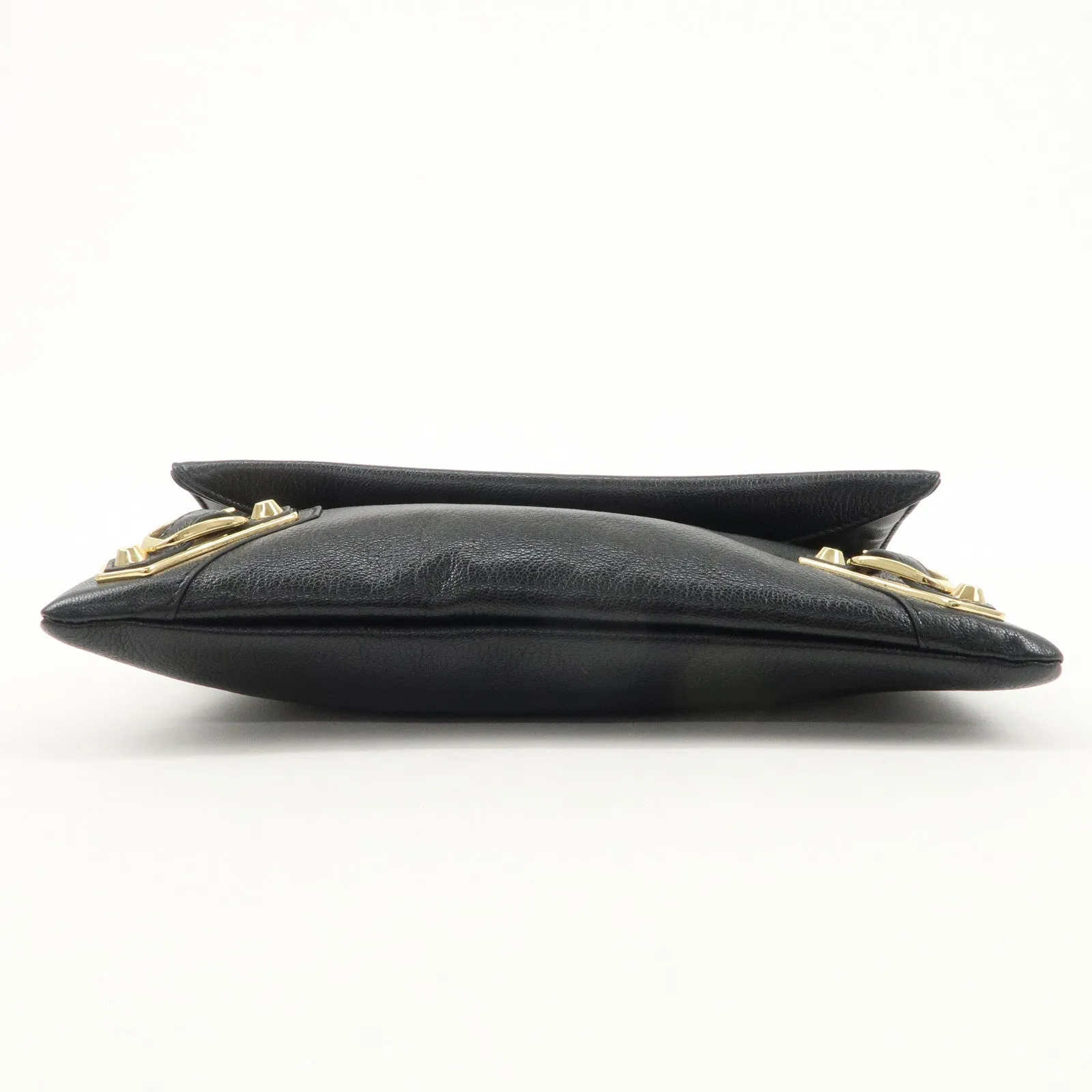 BALENCIAGA Leather Classic Envelope Clutch Bag Black 390167 Used