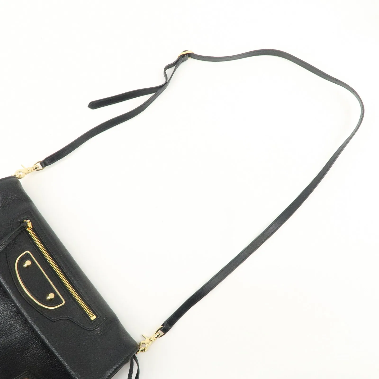 BALENCIAGA Leather Classic Envelope Clutch Bag Black 390167 Used