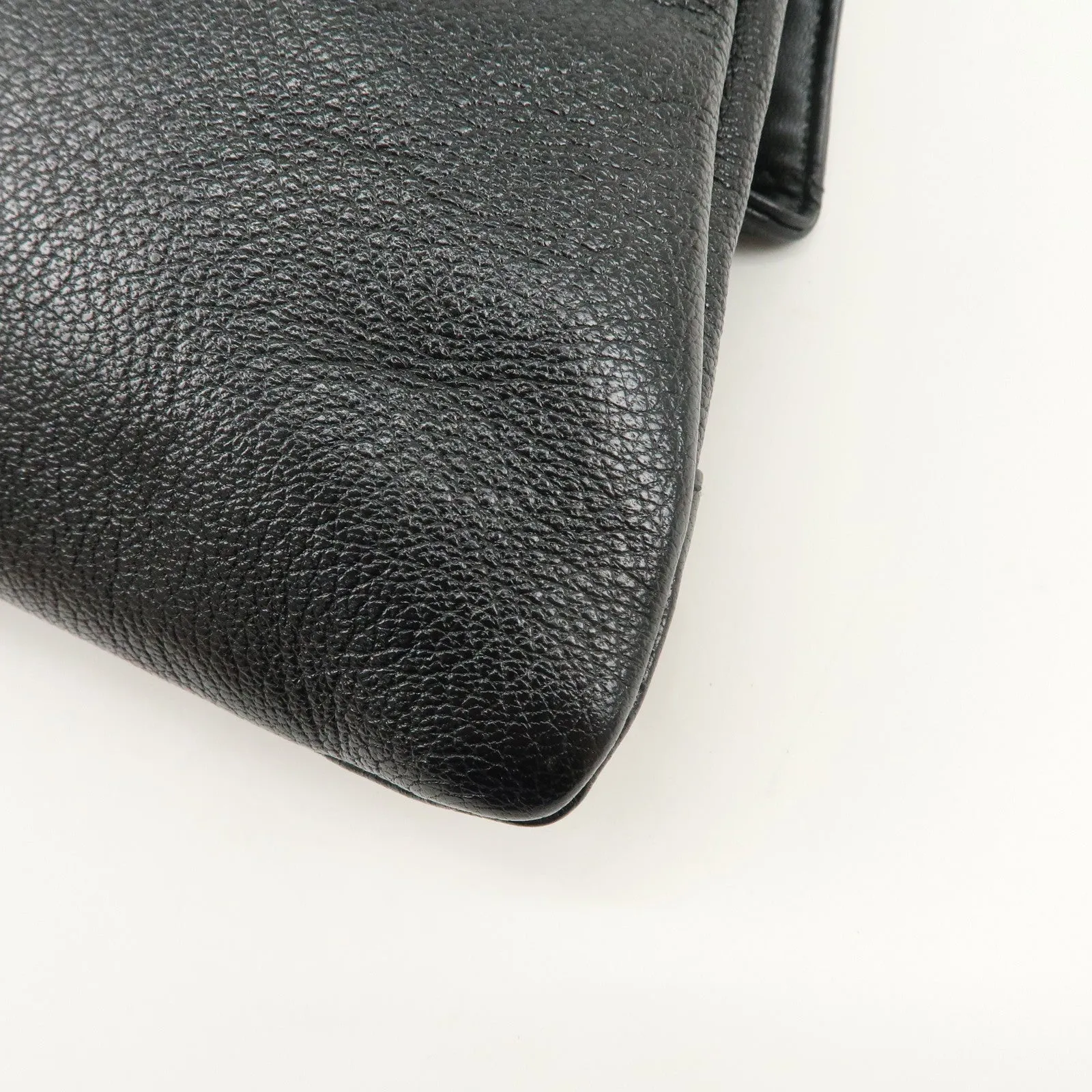 BALENCIAGA Leather Classic Envelope Clutch Bag Black 390167 Used