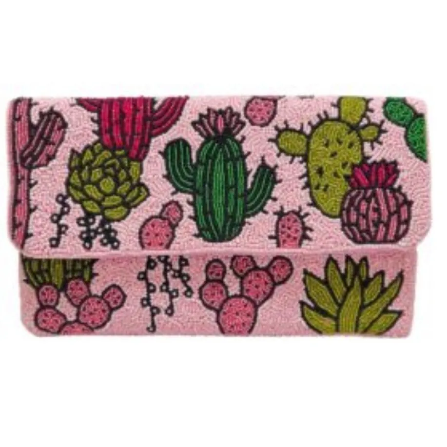 BEADED CACTUS CLUTCH