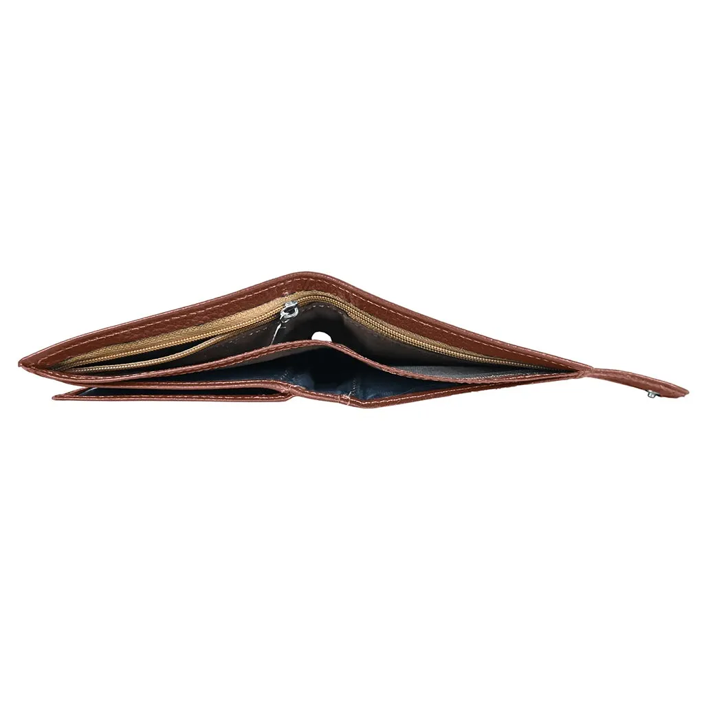 Bifold Classic Leather Wallet Spiral Brown