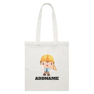Birthday Construction Architect Boy In Work Addname White Canvas Bag