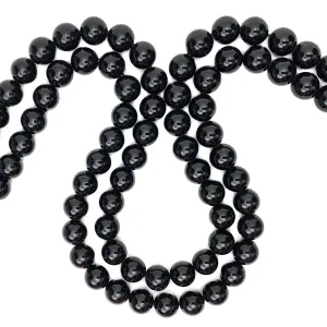 Black Tourmaline 10mm Smooth Rounds Bead Strand