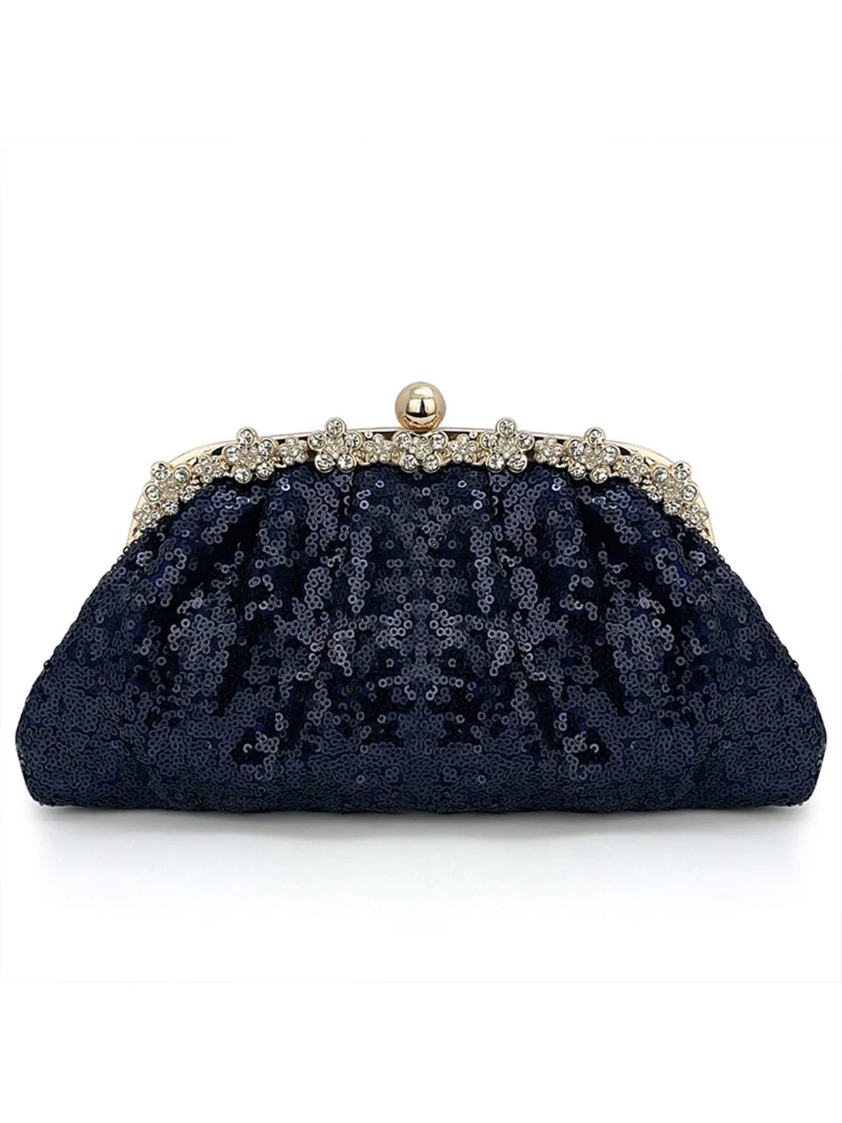 Blue Vintage Sequined Clutch Bag