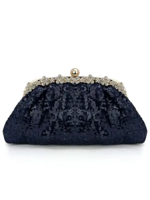 Blue Vintage Sequined Clutch Bag