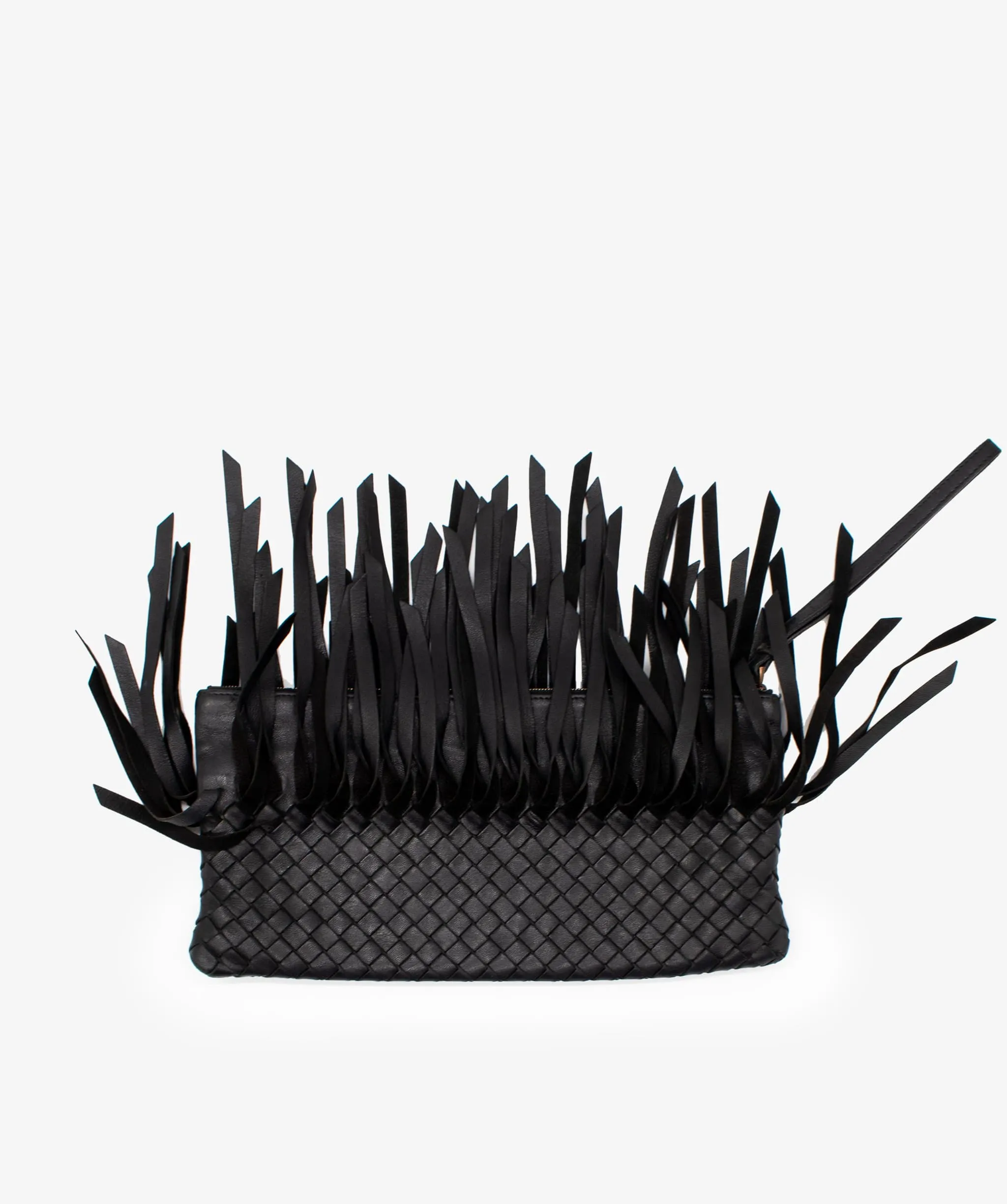 Bottega Veneta Black Frill Clutch RJL1212