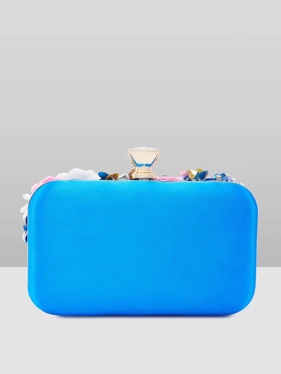 Caprese Ava Floral Clutch Box Small Blue - Stylish Bag for Festive Events