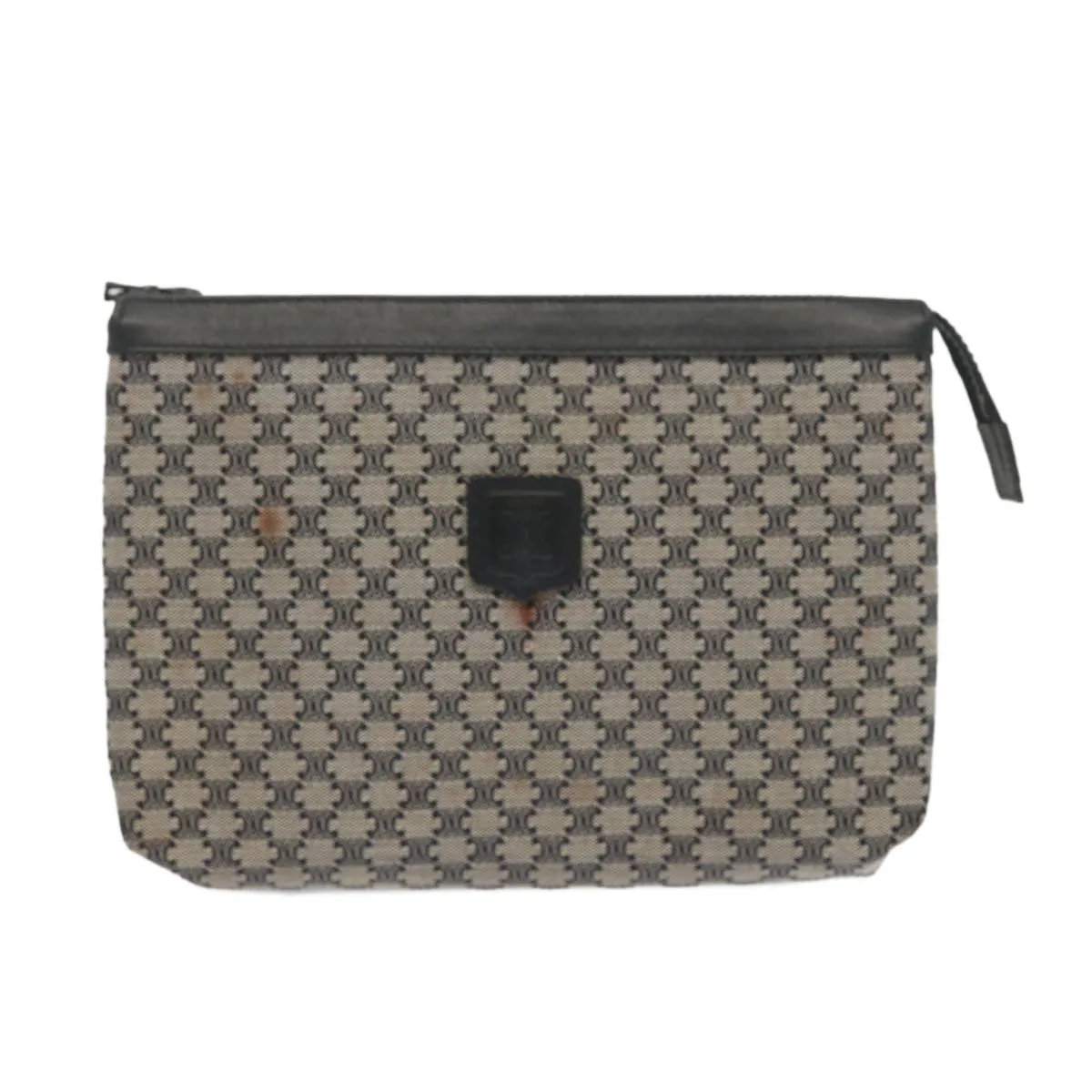 CELINE Macadam Canvas Clutch Bag Navy Auth 69236