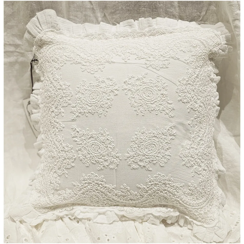 Chez Moi Fodera Cuscino con pizzo, Made in Italy "Luxury Corinzio Romantique" 50x50 cm
