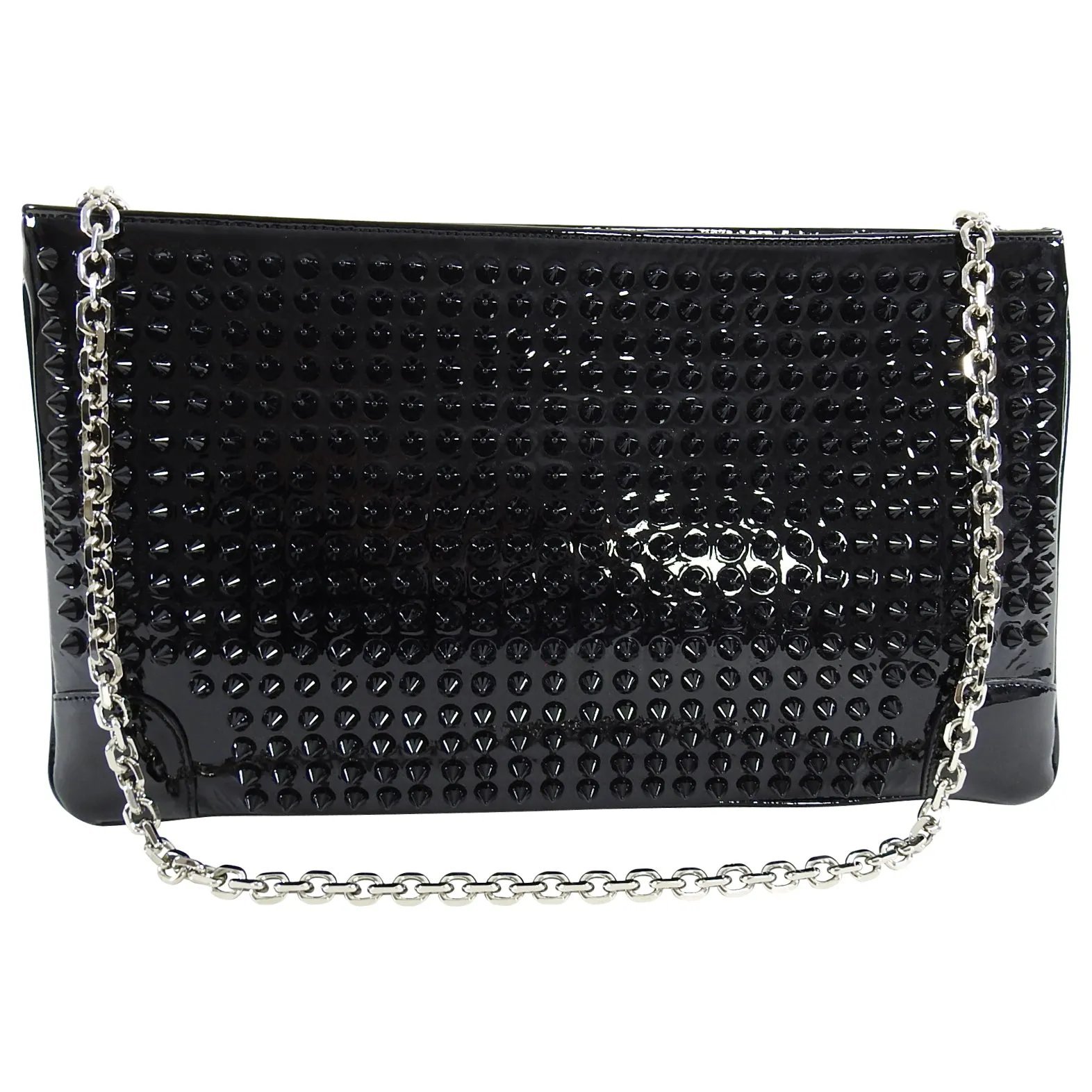 Christian Louboutin Black Patent Stud Loubiposh Clutch Bag