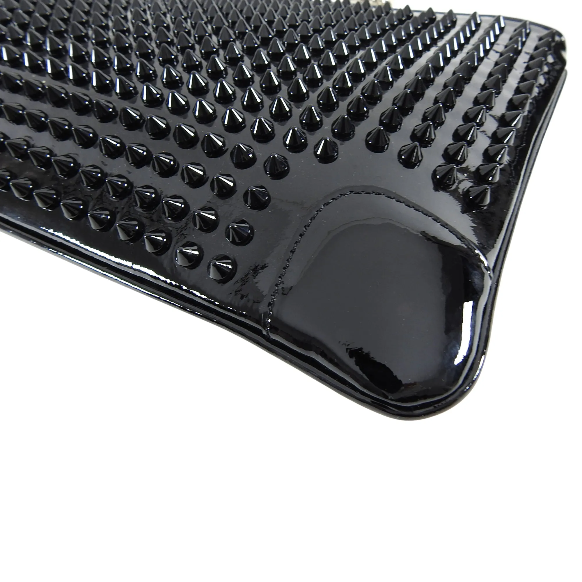 Christian Louboutin Black Patent Stud Loubiposh Clutch Bag