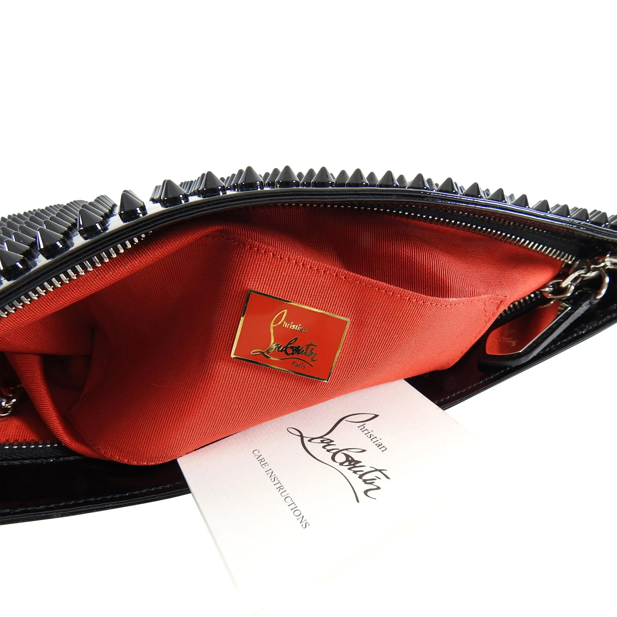 Christian Louboutin Black Patent Stud Loubiposh Clutch Bag