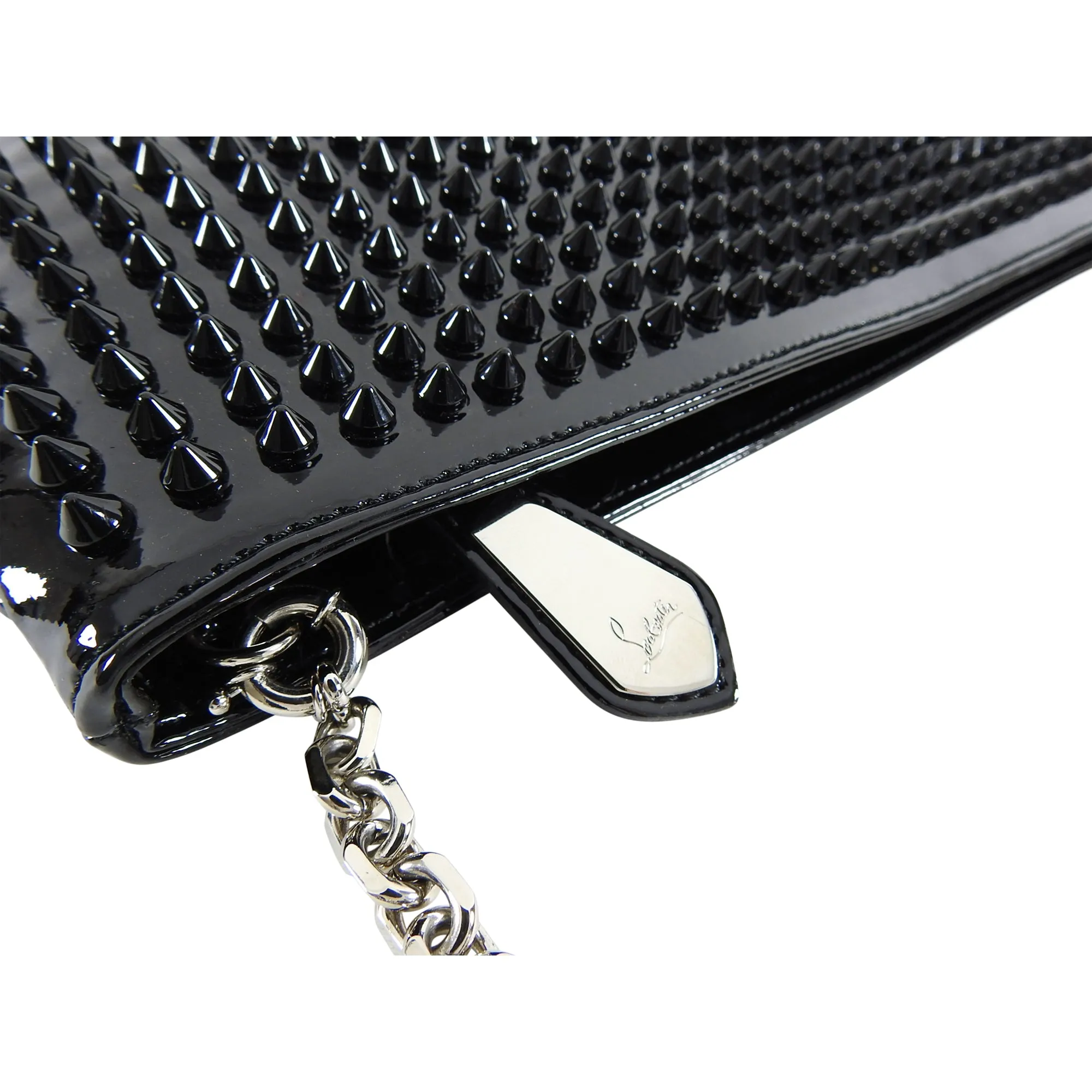 Christian Louboutin Black Patent Stud Loubiposh Clutch Bag