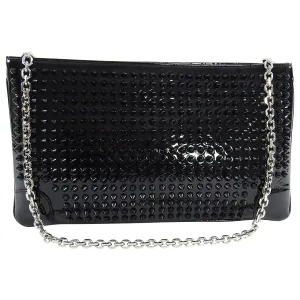 Christian Louboutin Black Patent Stud Loubiposh Clutch Bag