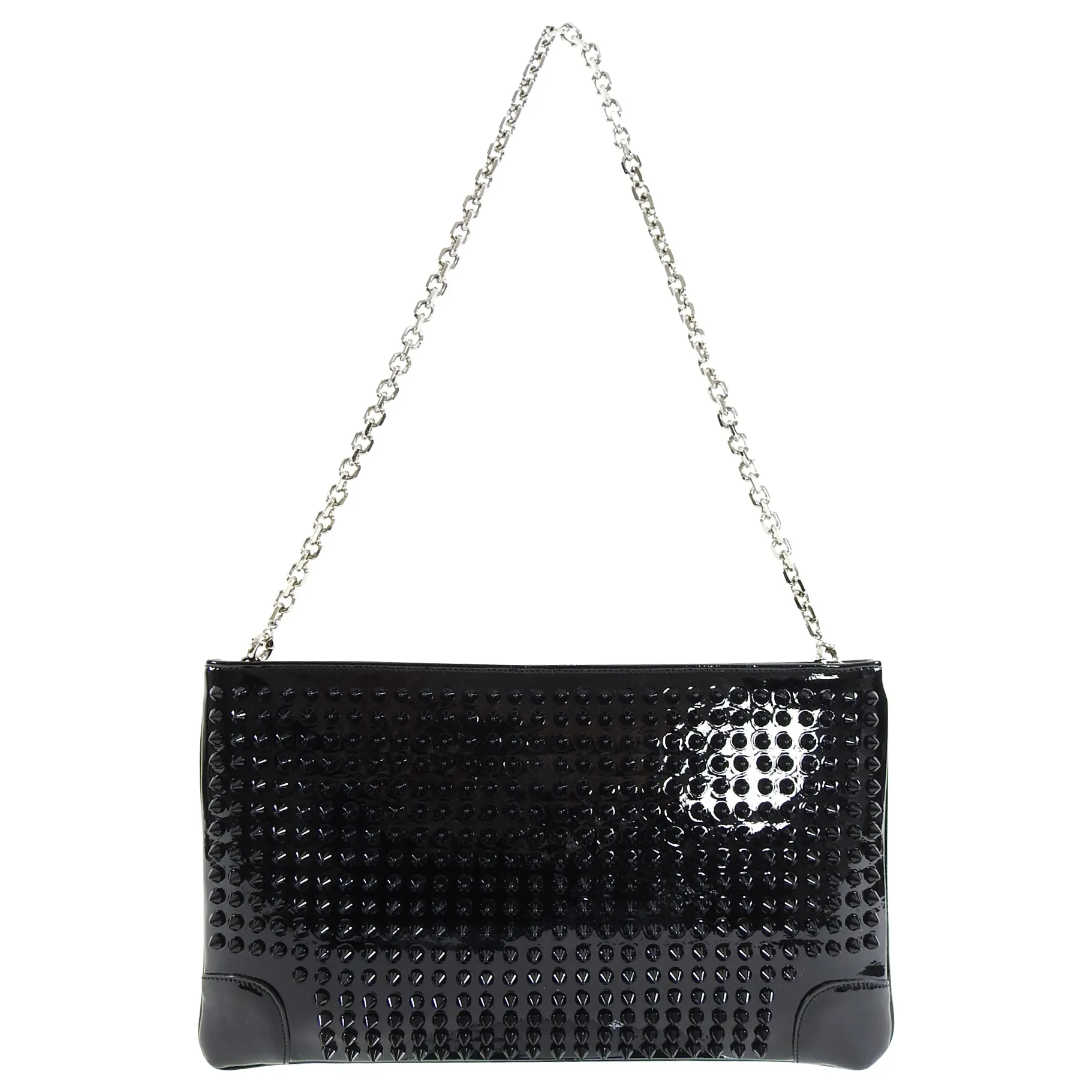 Christian Louboutin Black Patent Stud Loubiposh Clutch Bag