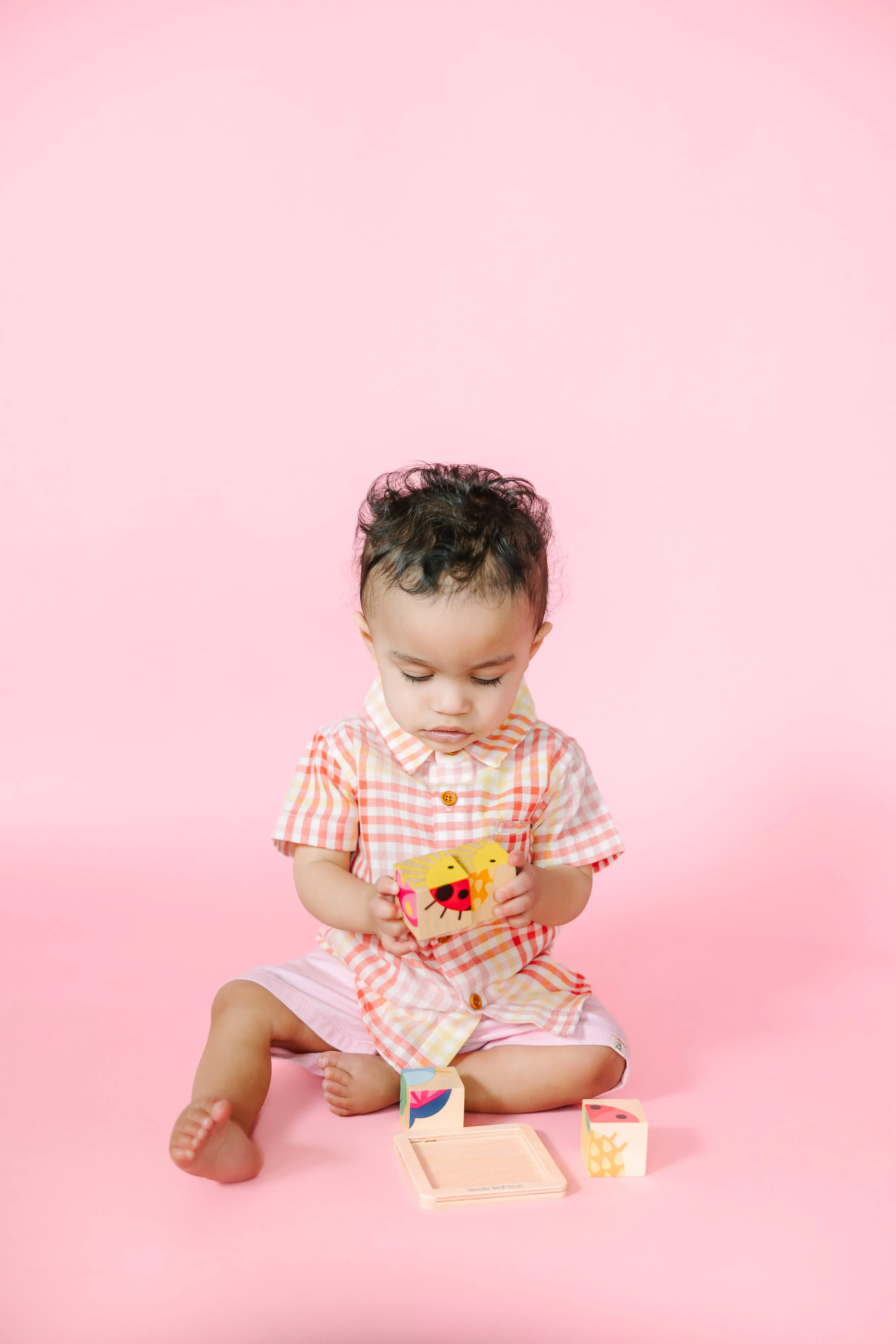 Coral/Yellow Plaid Woven Shirt