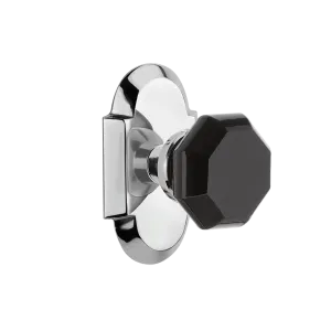 Cottage Short Plate with Black Waldorf Knob in Bright Chrome