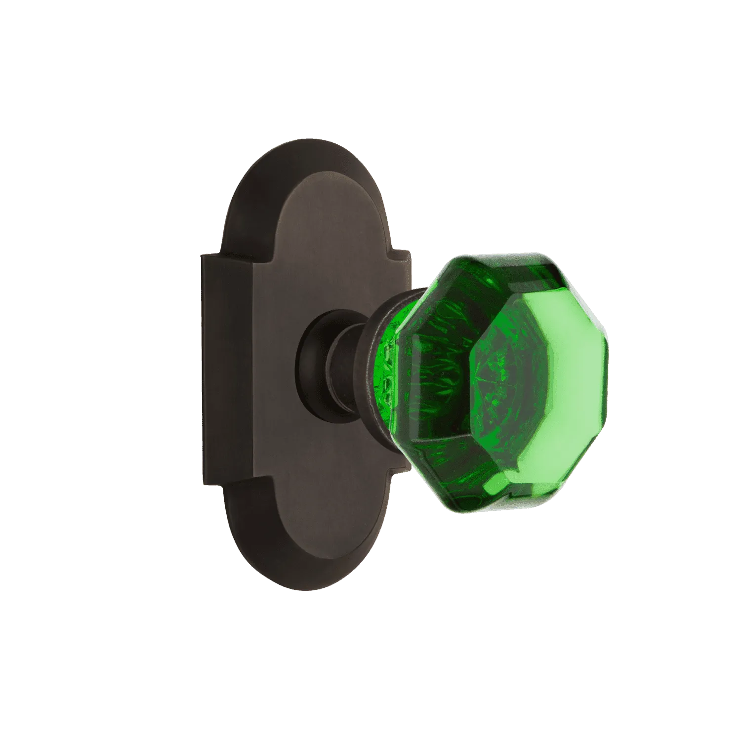 Cottage Short Plate with Emerald Waldorf Knob in Oil-Rubbed Bronze