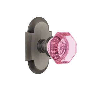 Cottage Short Plate with Pink Waldorf Knob in Antique Pewter