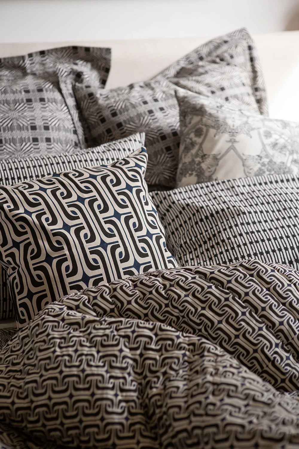 Cotton Throw Pillow In Navy And Black Super 1965