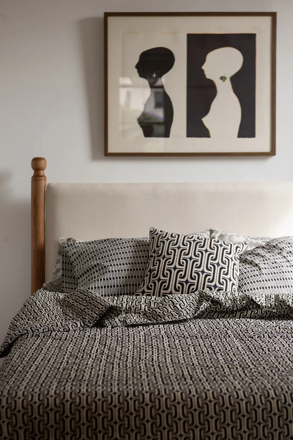 Cotton Throw Pillow In Navy And Black Super 1965