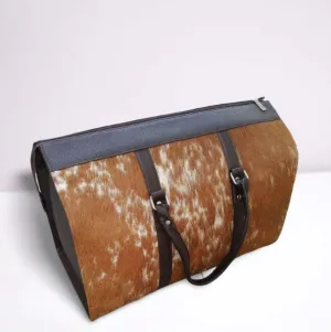 Cowhide Duffel Bag Brown White