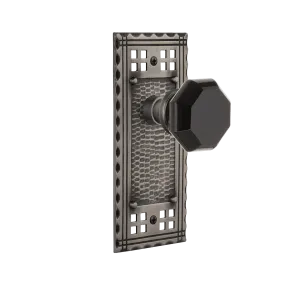 Craftsman Long Plate with Black Waldorf Knob in Antique Pewter