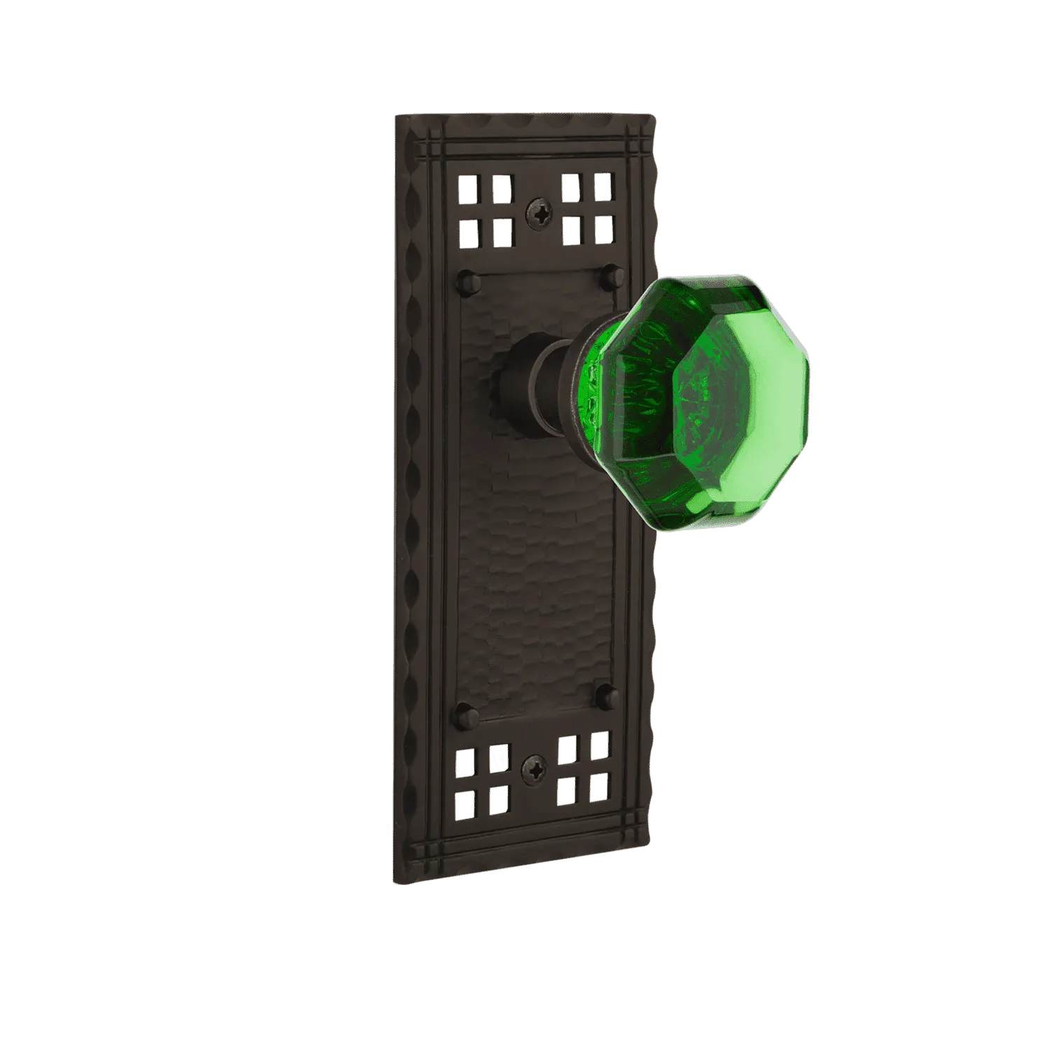 Craftsman Long Plate with Emerald Waldorf Knob in Oil-Rubbed Bronze