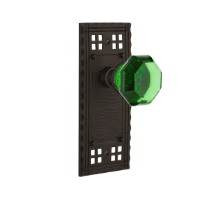 Craftsman Long Plate with Emerald Waldorf Knob in Oil-Rubbed Bronze